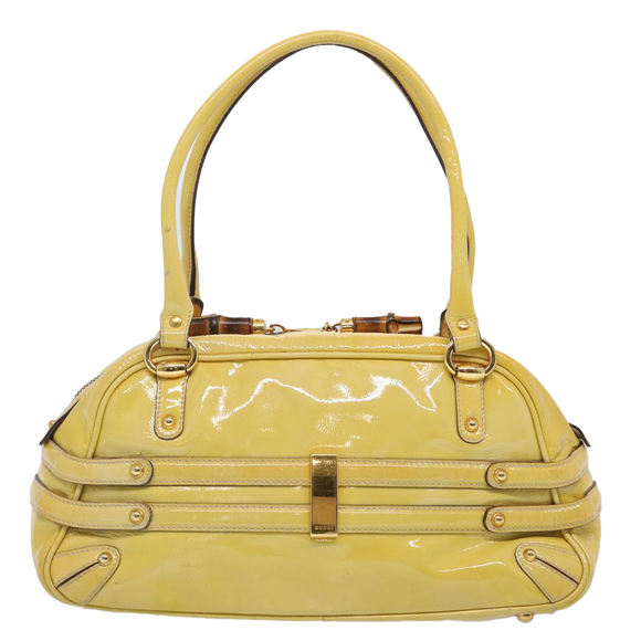 GUCCI Bamboo Hand Bag Enamel Yellow 159399 Auth 62738 - Picture 3 of 16